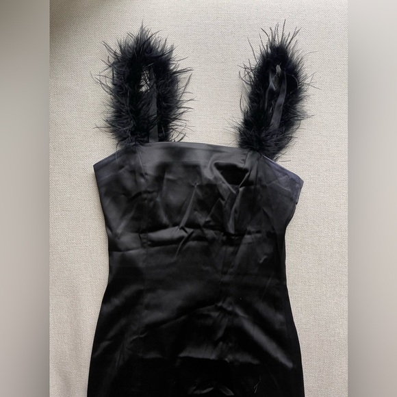 STAUD Romy Feather Strap PencilSlim Midi Dress In Black Size 2 - Picture 7 of 16